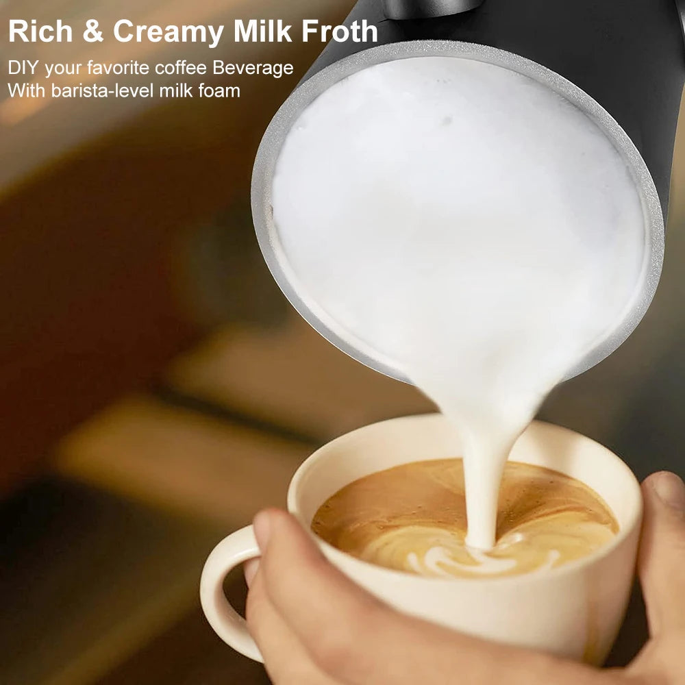 Electric Milk Frother Automatic Rotary Foamer for Coffee Cappuccino Latte 4 in 1 Hot and Cold Foam Maker Milk Frother Foamer Peaceful Pleasures Health and Wellness