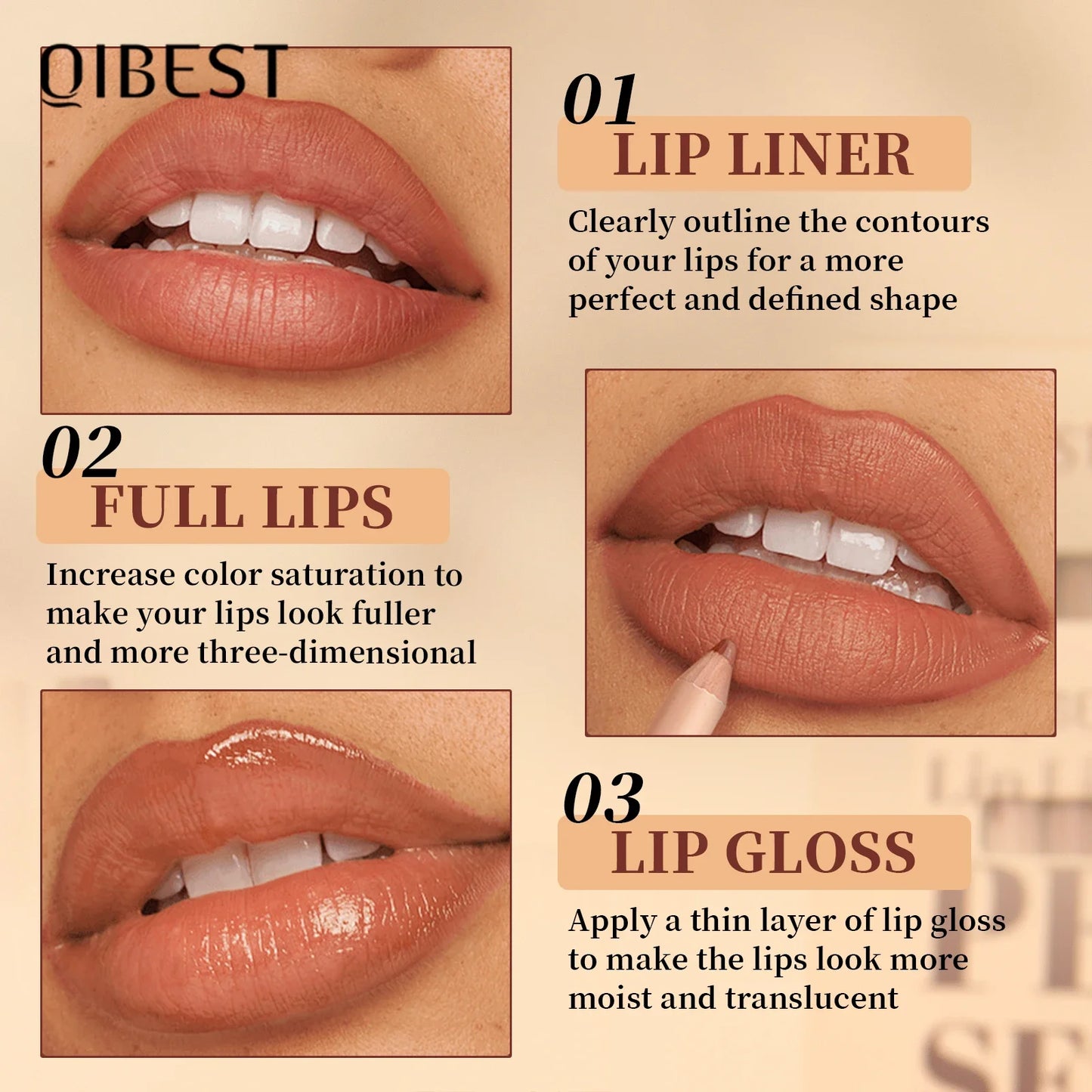 QIBEST 12pcs Lip Liner Pen Set Long-Lasting Waterproof Sweatproof Easy Coloring Non-fading Color Rendering Lipliner Set Makeup Peaceful Pleasures Health and Wellness