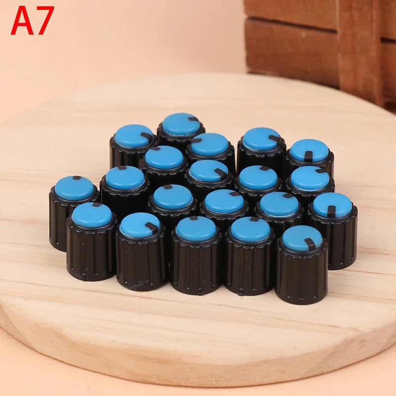 20Pcs Dual Color Knob 10*12mm Small Volume Adjustment Hat Flower Shaft Hole 6MM Potentiometer Volume Switch Caps Control Knob Peaceful Pleasures Health and Wellness A7 Other