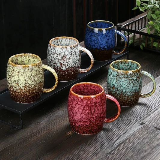 Creative and Personalized Mug Large Capacity Simple Ceramic Men's and Women's Couple Japanese Style Coffee Cup Peaceful Pleasures Health and Wellness