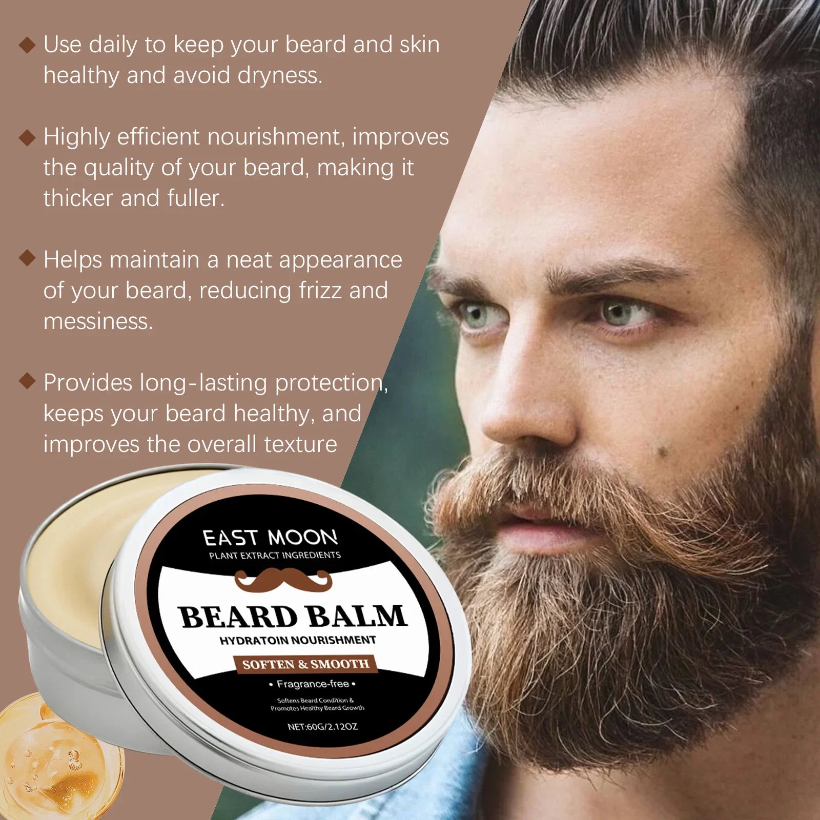 East Moon Coconut Oil Beard Balm – Moisturize, Style & Nourish Beard Balm Oasis Select