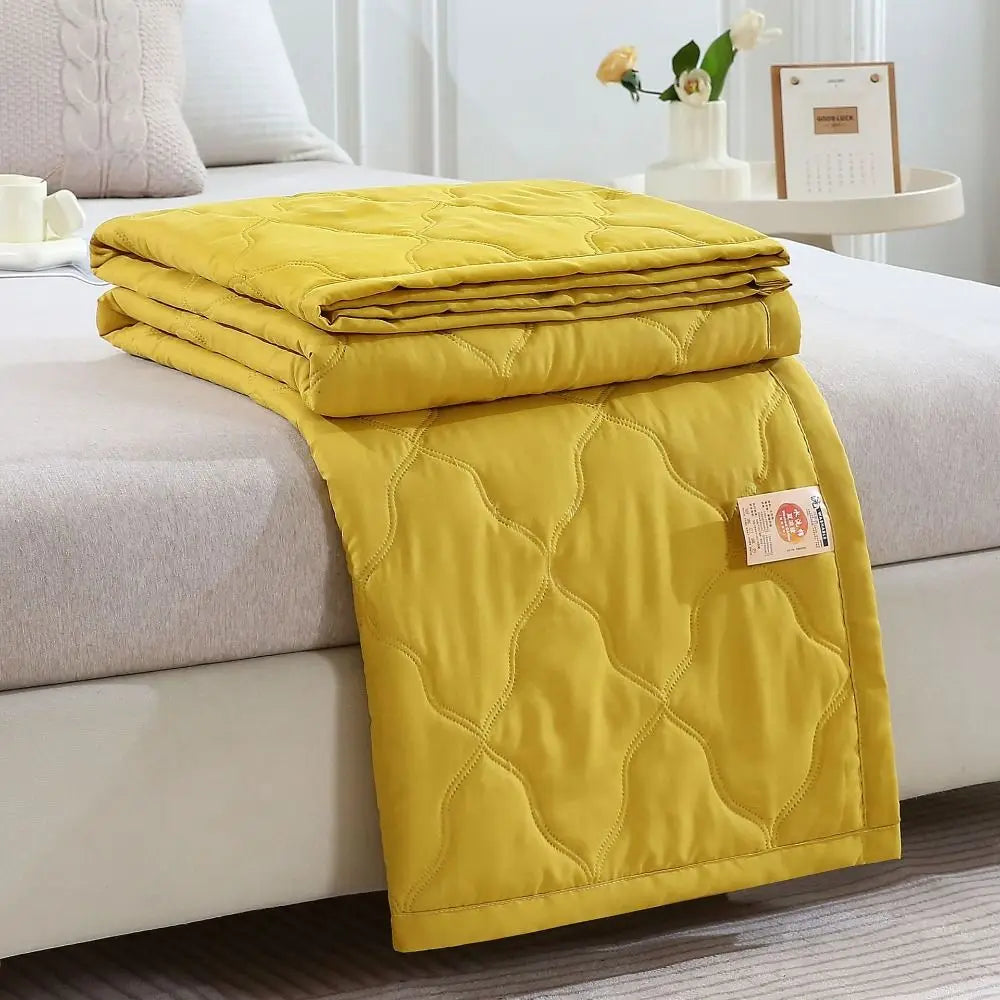 New Double Sided Cooling Blanket Skin-Friendly Cold Effect Conditioning Quilt Breathable Solid Color Cooler Quilt Peaceful Pleasures Health and Wellness Yellow
