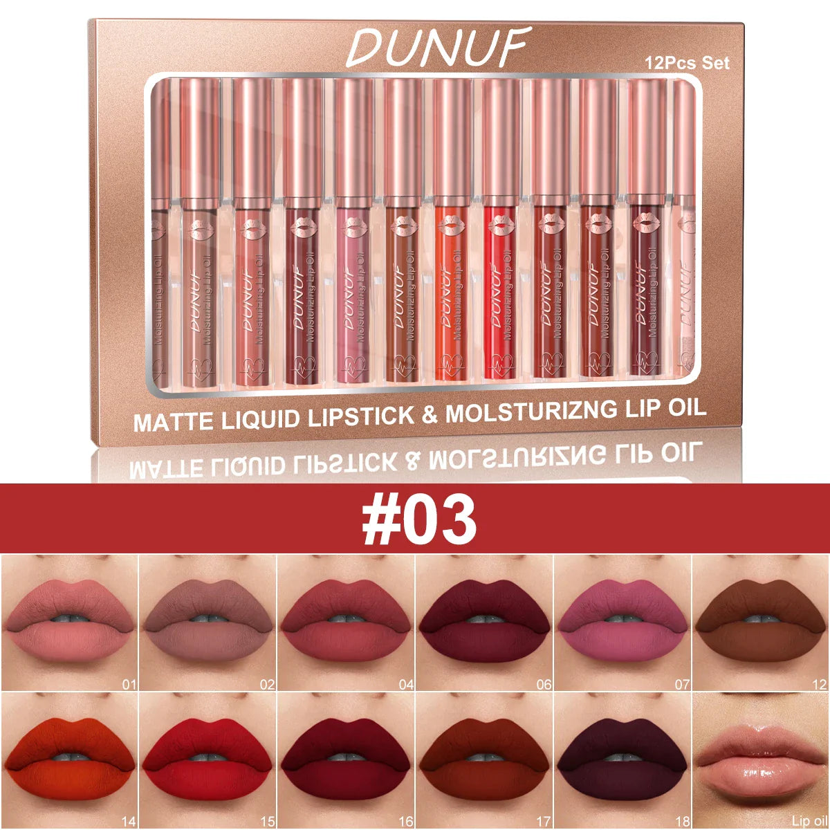 12-Pc Matte Lipstick Set – Waterproof & Long-Lasting Lip Gloss