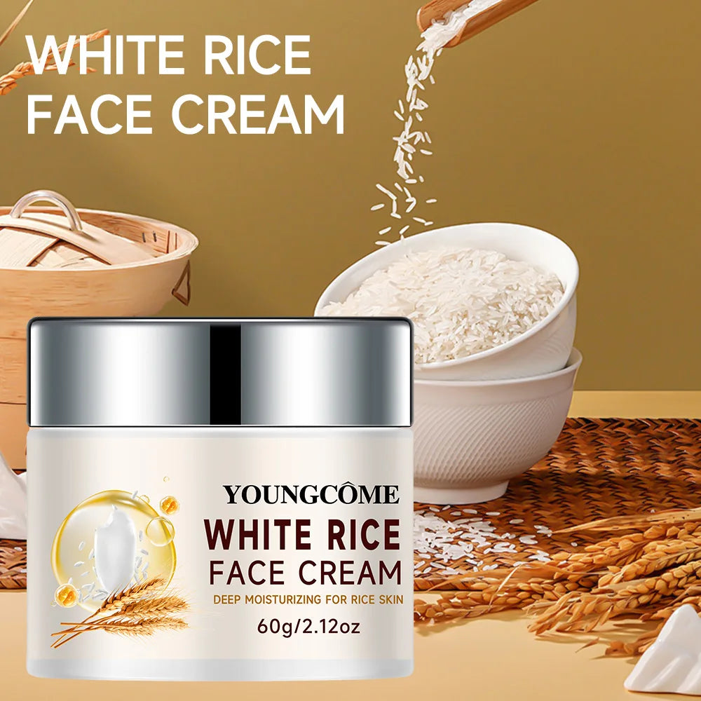 YOUNGCOME Rice washing water moisturizin g face cream, suitable for dry and rough skin, Improves the texture of skin Peaceful Pleasures Health and Wellness