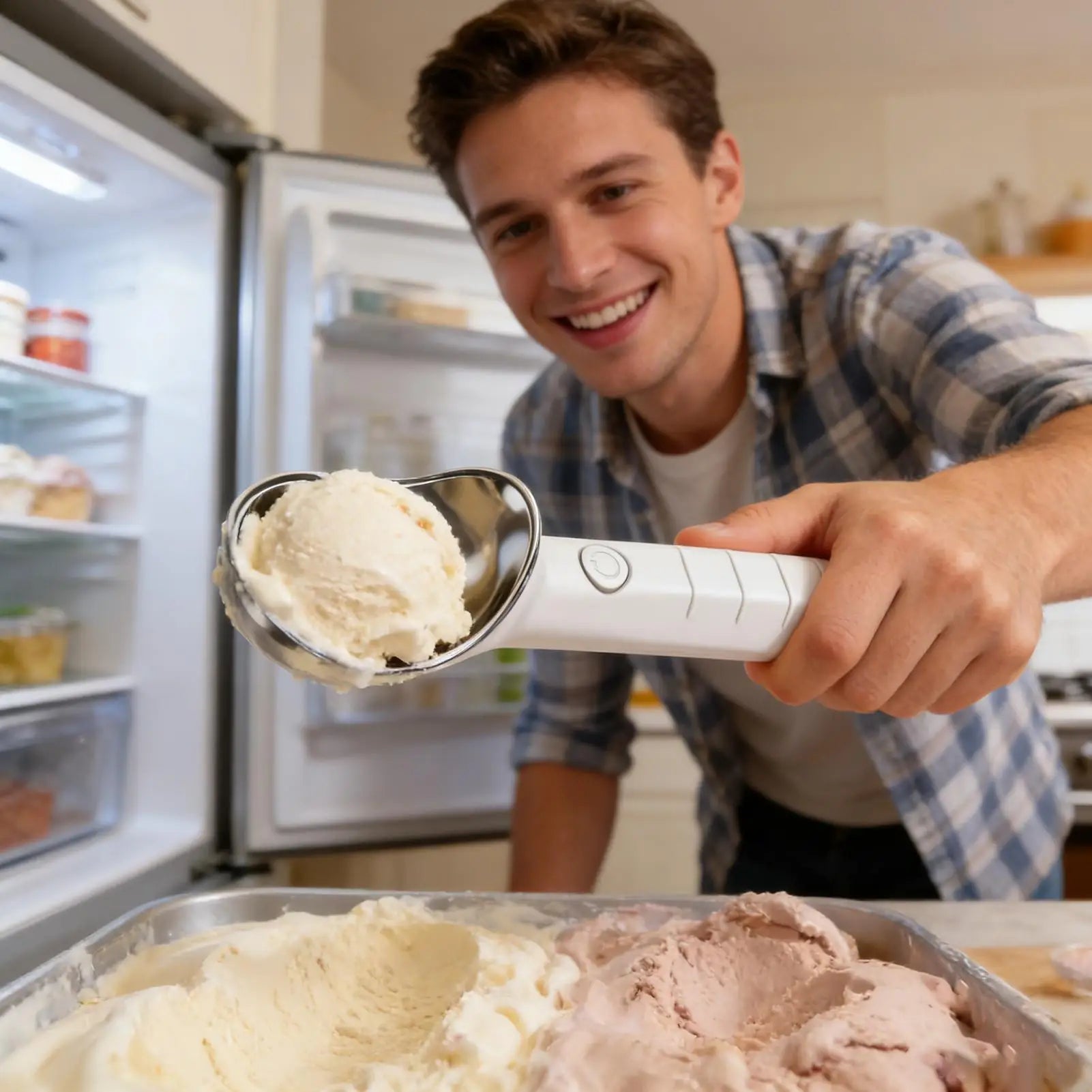 Heated Ice Cream Scoop Rechargeable Warming Automatic Portable Scooper Stainless Steel Ice Cream Scoop For Seniors Kitchen Home Peaceful Pleasures Health and Wellness
