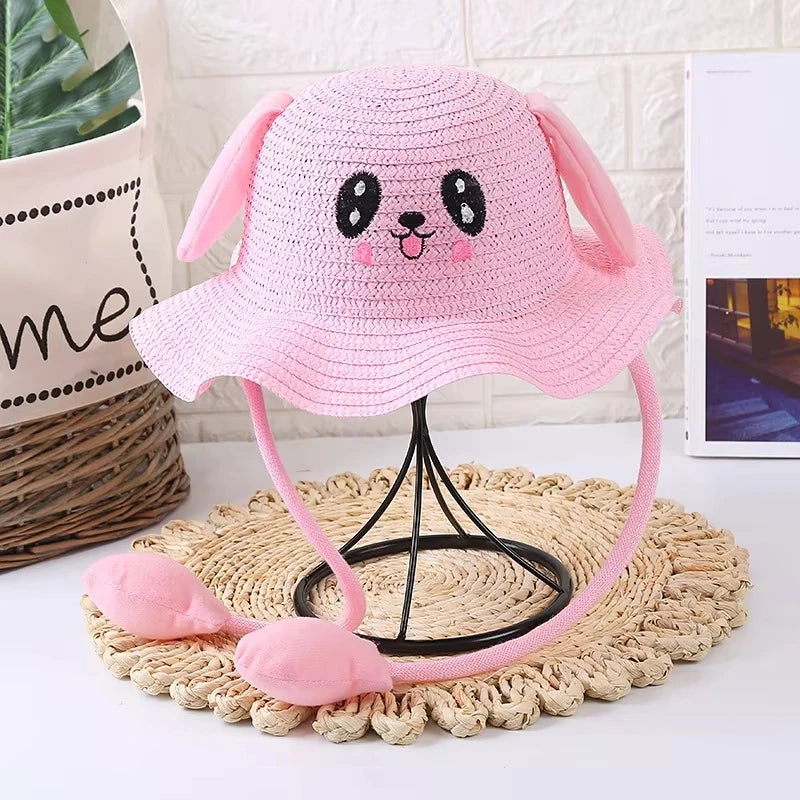Kids Anti-UV Straw Sun Hat Cute Bunny Ears | Girls & Boys