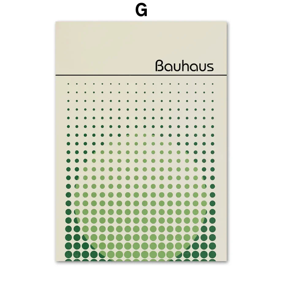 Scandinavian Bauhaus Abstract Green Canvas Wall Art Print