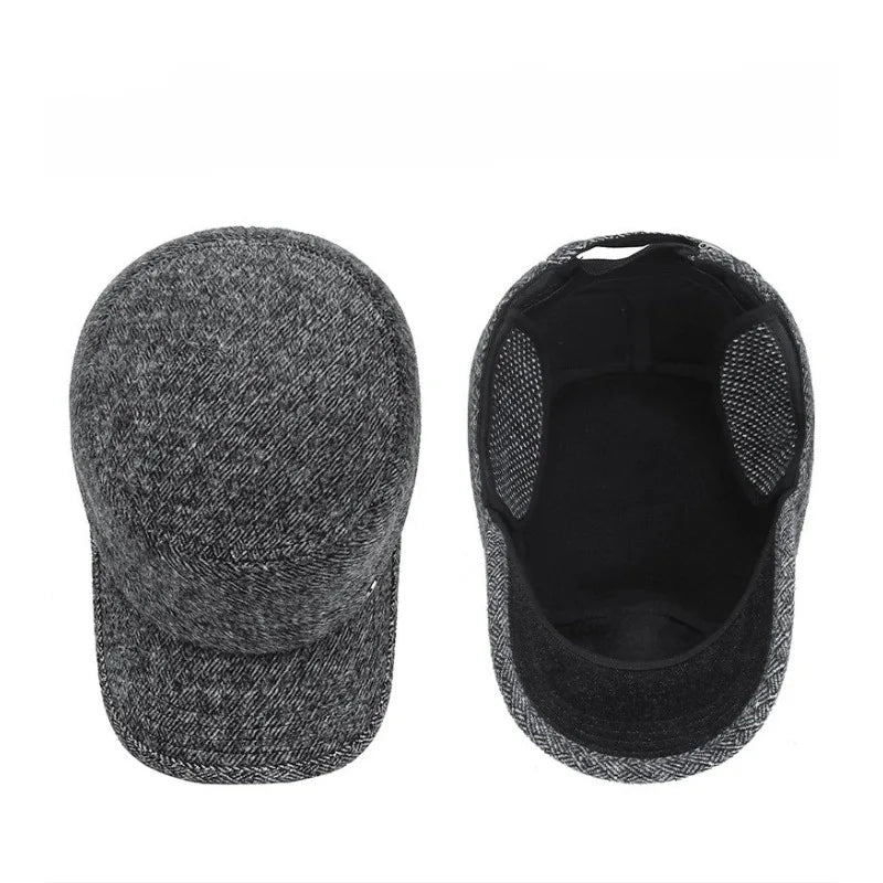 1pc Men's Winter Flat Cap with Hidden Ear Flaps, Thickened Thermal Baseball Cap, Fashionable Outdoor Sun Hat for Autumn & Winter Peaceful Pleasures Health and Wellness