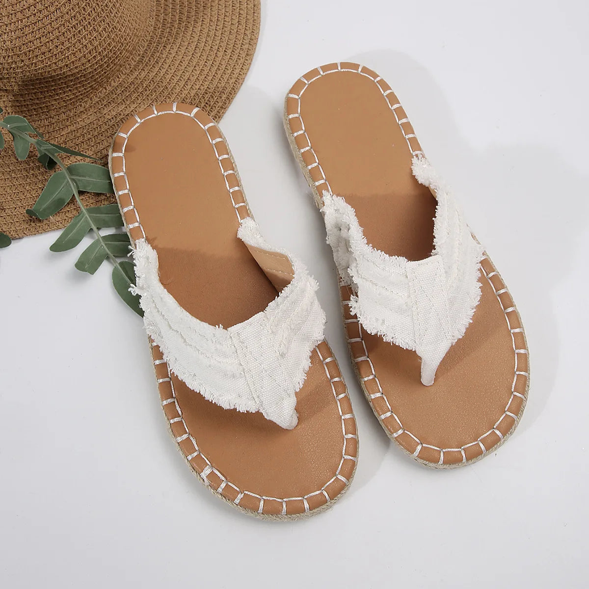 Women's Bohemian Woven Flip-Flop Flat Sandals | Thick Sole