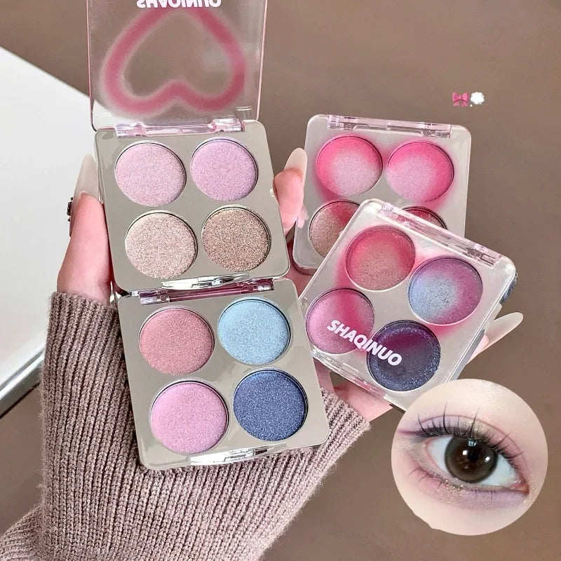 4-Shade Galaxy Glitter Matte Eyeshadow Highlighter Palette