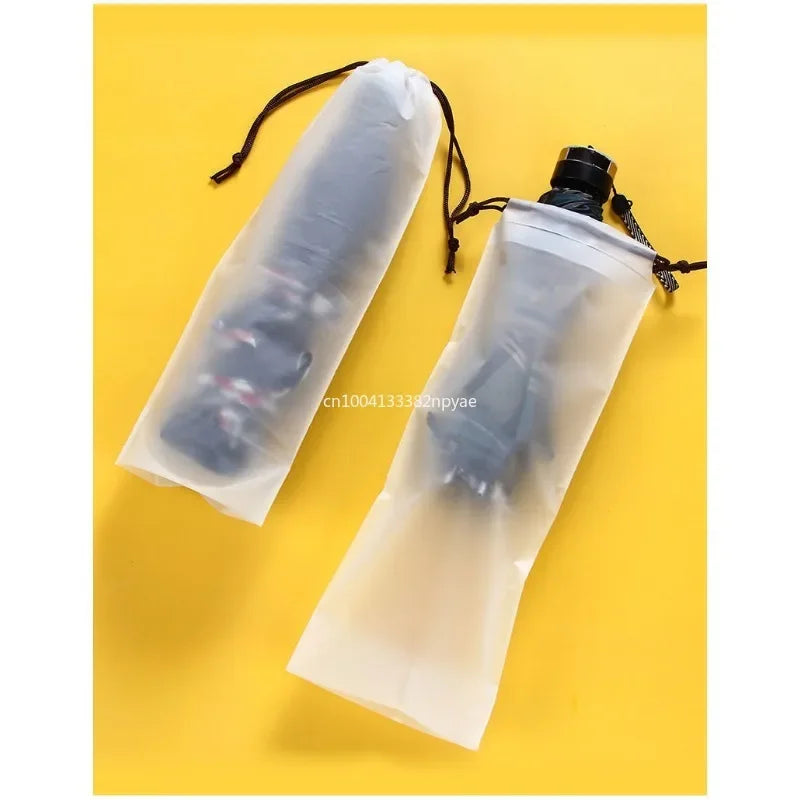 Collapsible Umbrella Storage Waterproof Bag Wet Carry-On Bag Reusable Umbrella Cover for Travel Translucent Drawstring Pocket Peaceful Pleasures Health and Wellness