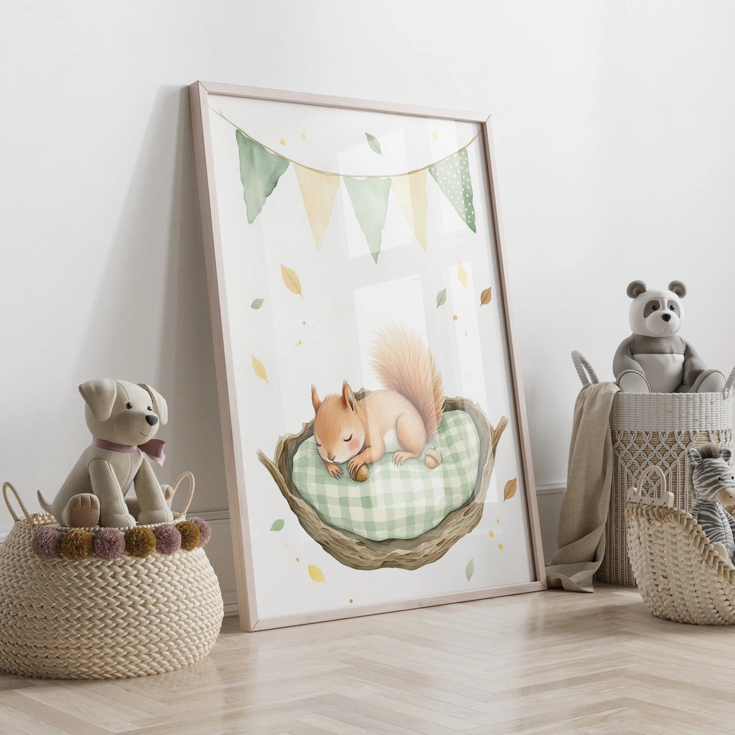 3-Piece Cartoon Animal Canvas Wall Art | Rabbit Hedgehog Squirrel