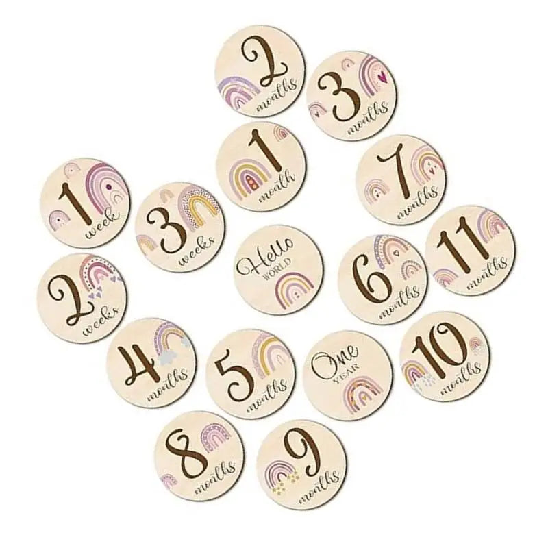 Baby Monthly Milestone Cards | Double-Sided Wooden Animal Props