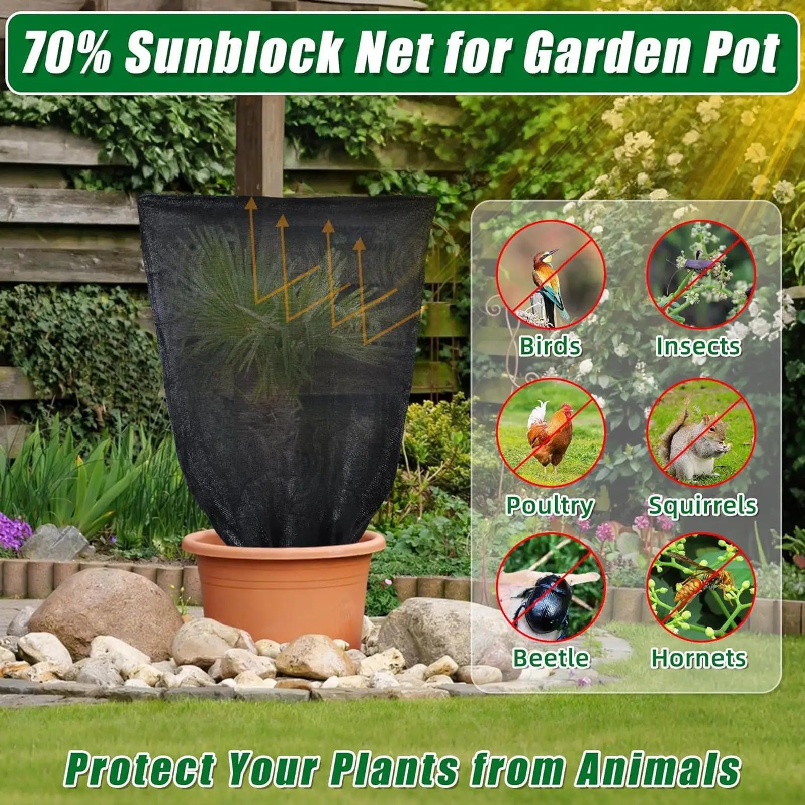 Garden Plant Shade Cover Wind-Resistant Breathable Birds Barrier Outdoor Plant Sunblock Canopy For Fruit Tree Vegetables Peaceful Pleasures Health and Wellness