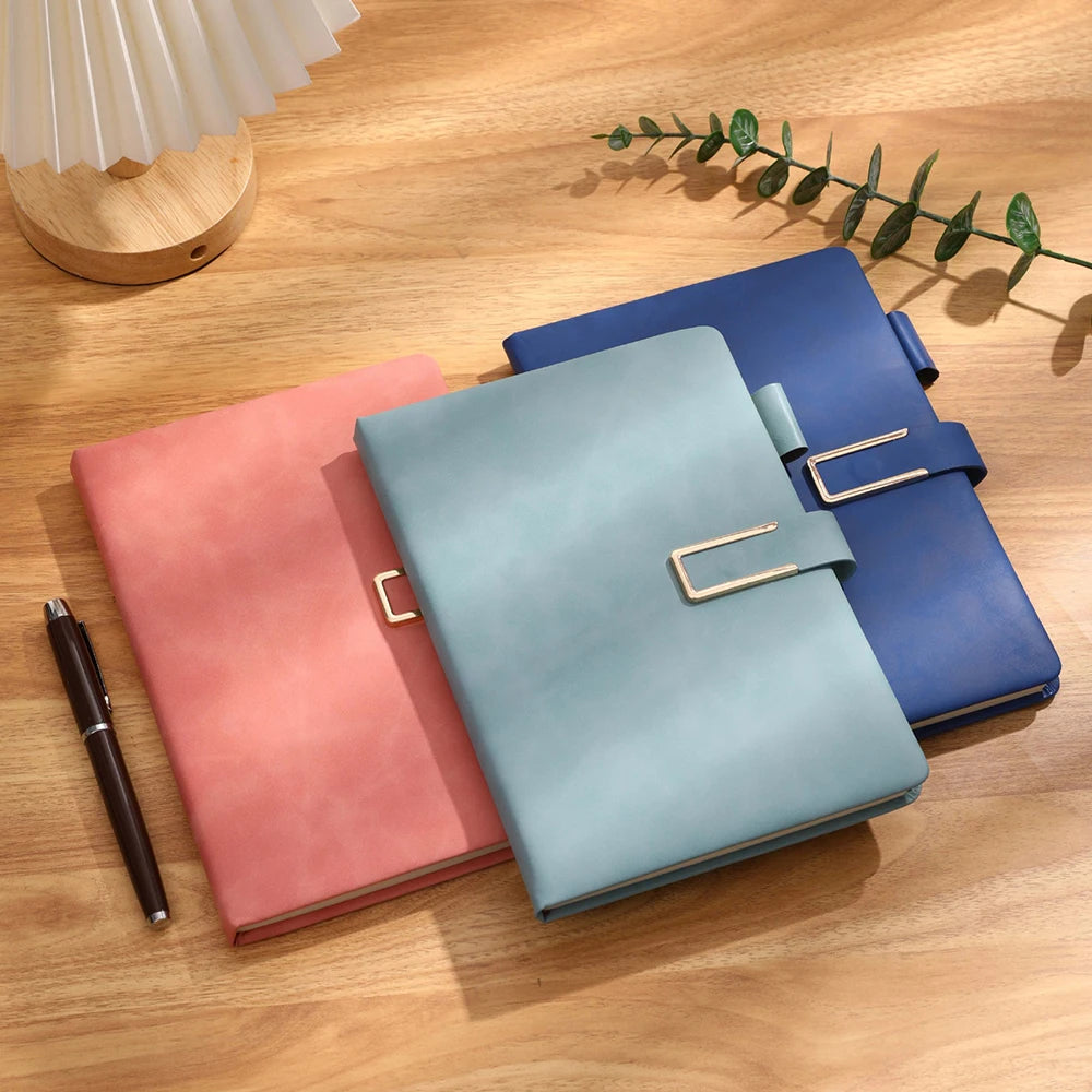 A5 Buckle Notebook Business Thick Meeting Office Record Book Pen Slot