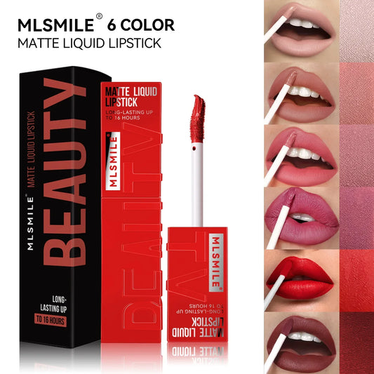 MLSMILE 6-Color Liquid Matte Lipstick – Velvet Satin Gloss Liquid Lip Glaze Oasis Select