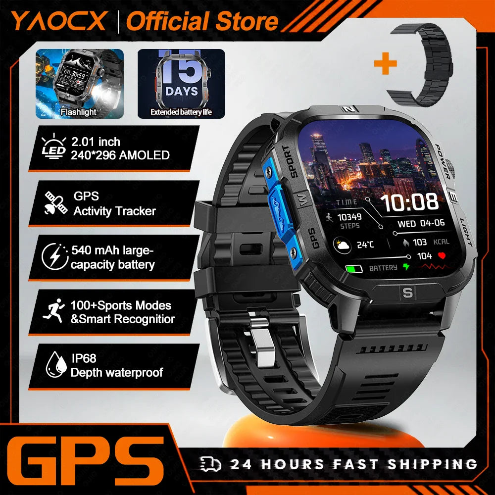 yaocx GTH3 Smart Watch 2.01" HD, BT Call, IP68, 100+ Sports