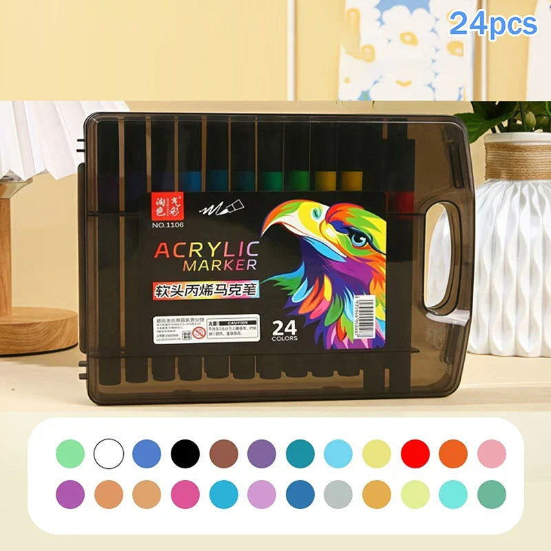 Acrylic Marker Pens 12–80 Colors | Waterproof Opaque Art Set