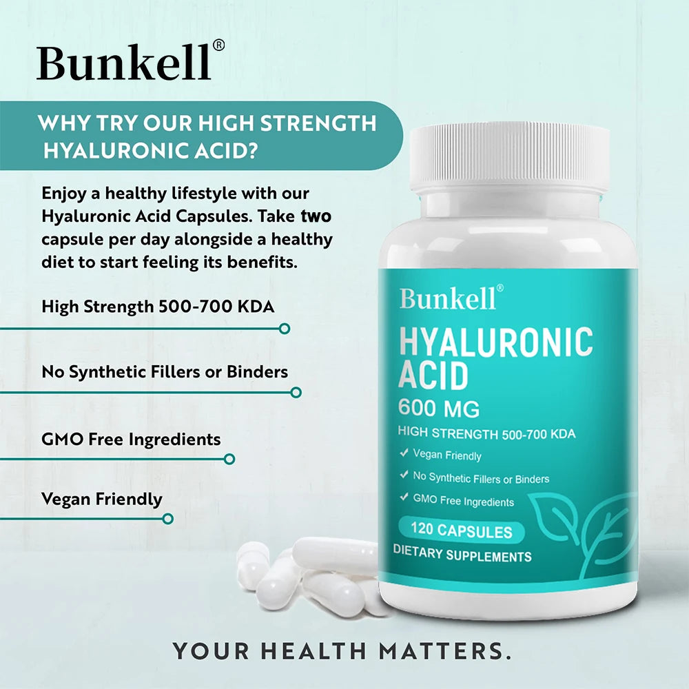 Hyaluronic Acid Capsules - 600 Mg Hyaluronic Acid Capsules - High Dose, 500-700 KDA - Non-GMO, No Synthetic Fillers or Binders Peaceful Pleasures Health and Wellness