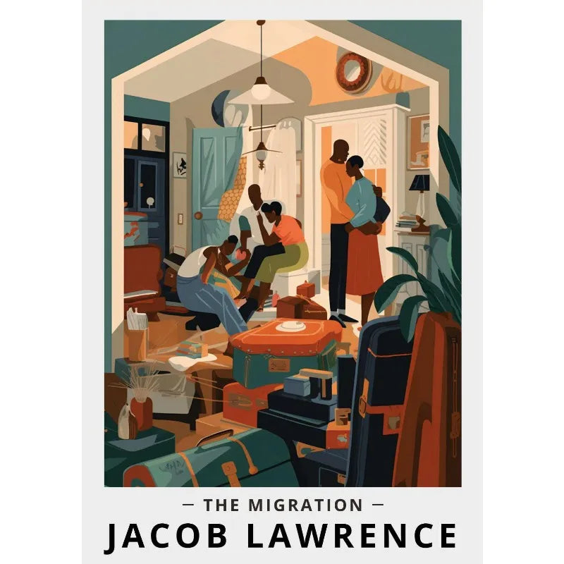 Minimalist Jacob-Lawrence The Migration African American Classic Exhibition Poster Canvas Painting Wall Pictures Home Decor Peaceful Pleasures Health and Wellness 6 50x70cm Unframed