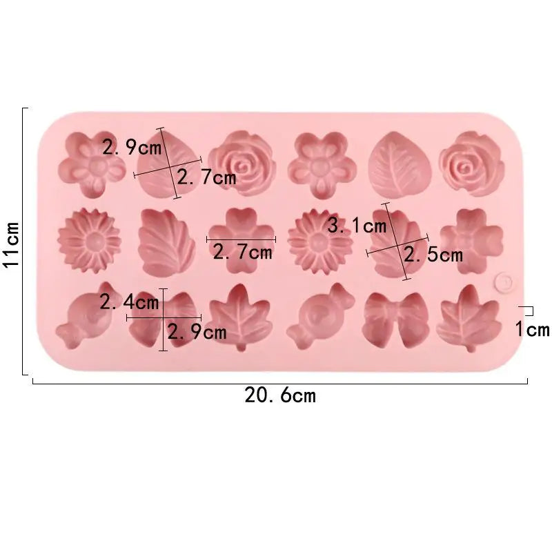 18-Hole 3D Silicone Baking Mold – Flower, Leaf & Candy Shapes Silicone Baking Mold Peaceful Pleasures Health and Wellness A