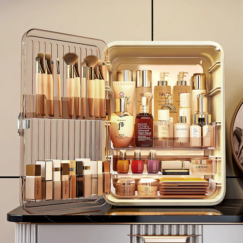 Luxury Cosmetic Organizer Box - Clear Dustproof Makeup Storage with Large Capacity for Dorm Desktop & Vanity Table Organization Peaceful Pleasures Health and Wellness