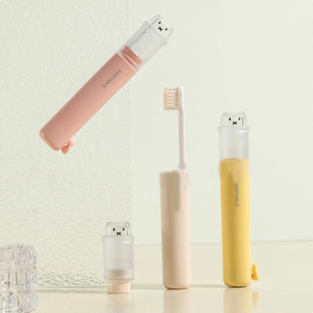 Compact Toothbrush Travel 2-in-1 Function Brush Head Toothpaste