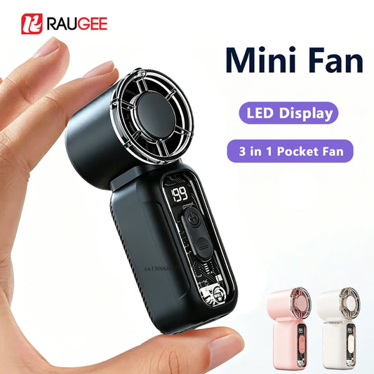 Mini Portable Handheld Fan – USB Rechargeable with Digital Display Peaceful Pleasures Health and Wellness