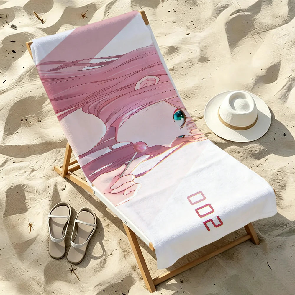 Zero Two Anime Quick-Dry Beach Towel | Soft & Lightweight Anime Beach Towel Peaceful Pleasures Health and Wellness