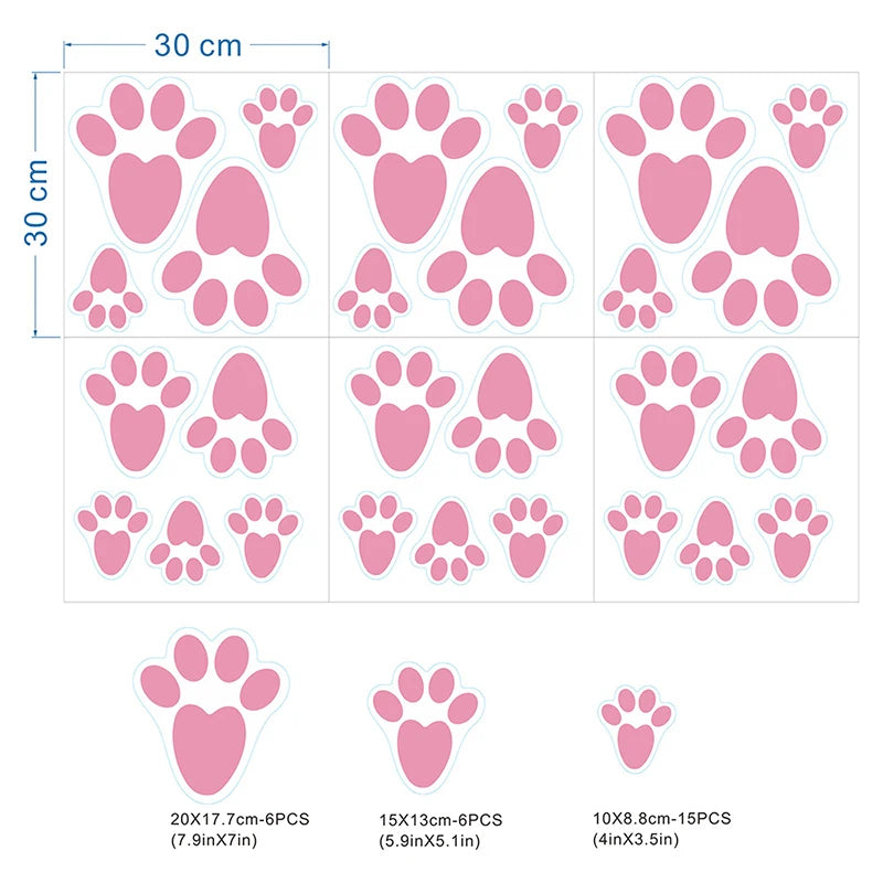 Easter Bunny Paw Print Floor Clings Decals Easter Floor Stickers Pink Bunny Paw Prints Floor Decals For Easter Floor Decoration Peaceful Pleasures Health and Wellness