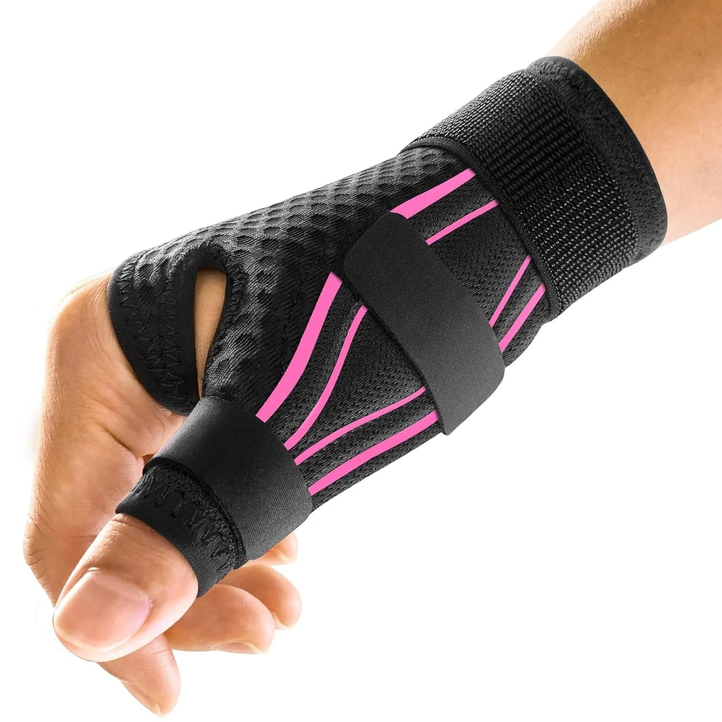 1pc Adjustable Comfortable Breathable Wrist Splint Support Brace with Adhesive Strips, Secure Fastening, Suitable for Sports Peaceful Pleasures Health and Wellness Pink