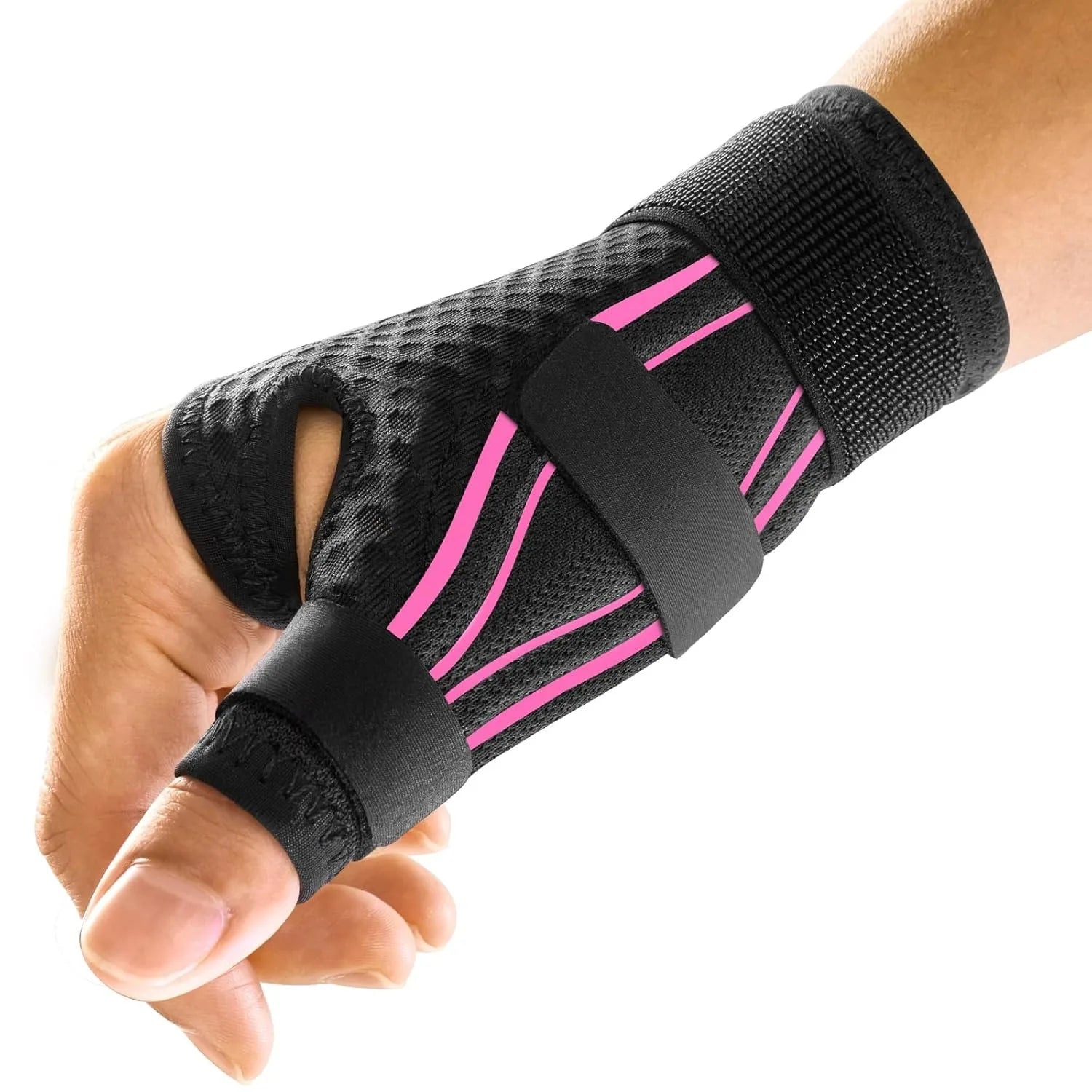1pc Adjustable Comfortable Breathable Wrist Splint Support Brace with Adhesive Strips, Secure Fastening, Suitable for Sports Peaceful Pleasures Health and Wellness Pink