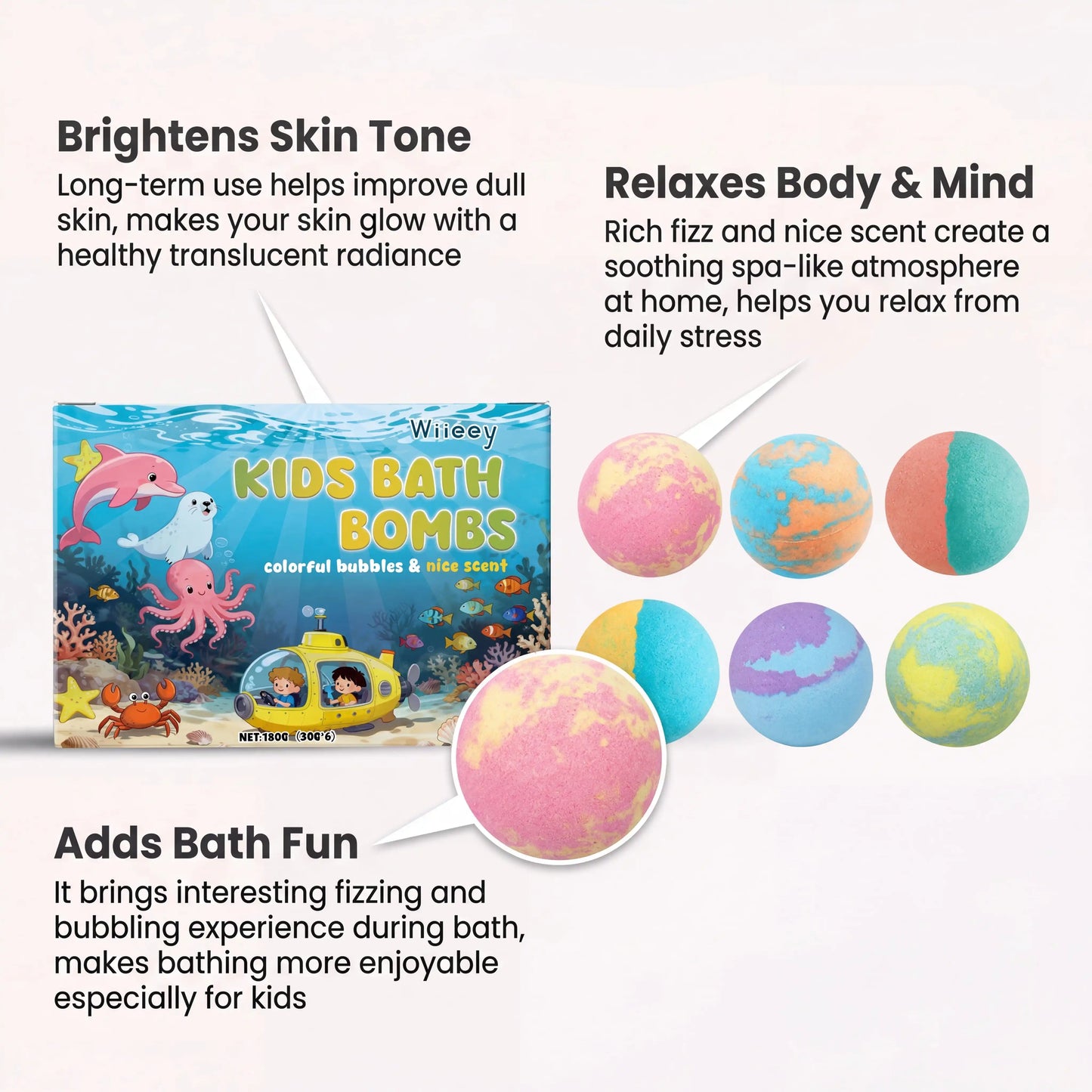 Kids Bath Bombs with Surprise Toys – Colorful Bubbles Gift Set