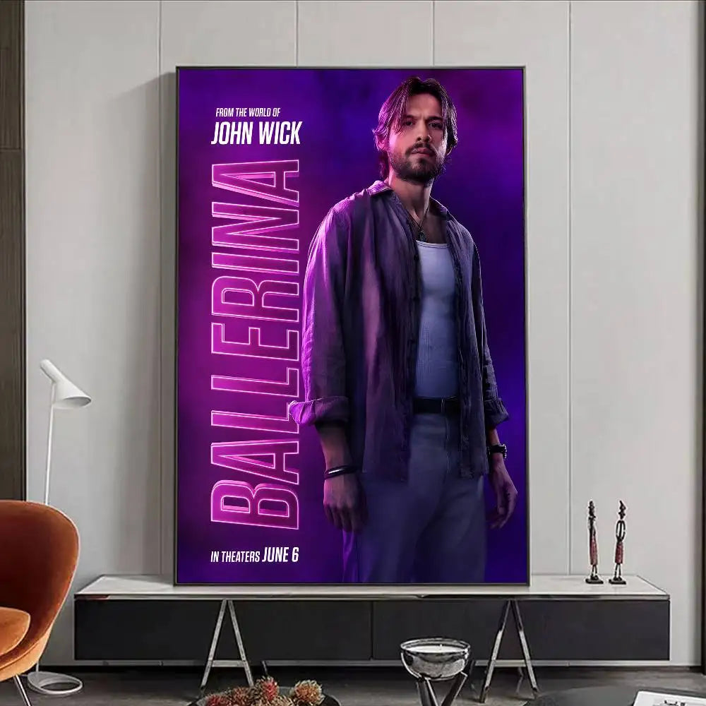 Movie J-John W-Wick B-Ballerina Poster HD art poster for home living room bar office decoration sticky waterproof Peaceful Pleasures Health and Wellness z13 15X20cmNoframe