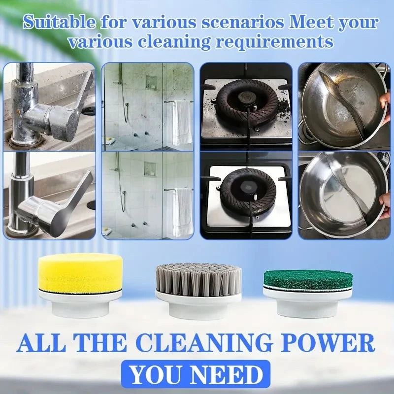 Electric Spin Scrubber With 5 Replaceable Brush Head, Three-speed Adjustable Handheld Rechargeable Shower Scrubber Peaceful Pleasures Health and Wellness