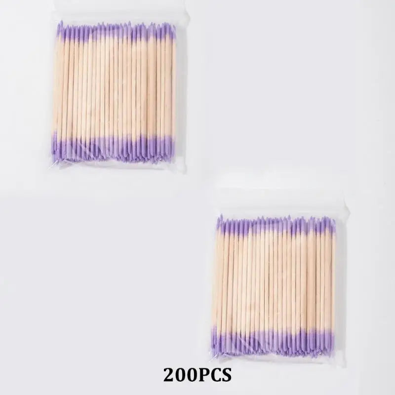 100/200/300/500Pcs Nail Double-Head Wood Swab Cleaning Sticks Purple Dual-Tipped Cotton Head Cleaning Swab Nail Polish Remover Peaceful Pleasures Health and Wellness 200PCS