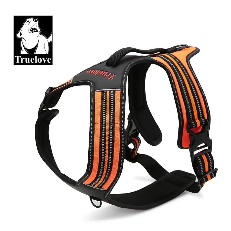 Truelove Sport Nylon Reflective No Pull Dog Harness Outdoor Adventure Pet Vest with Handle xs to xl 5 colors in stock factory Peaceful Pleasures Health and Wellness orange XL(90-125cm) france