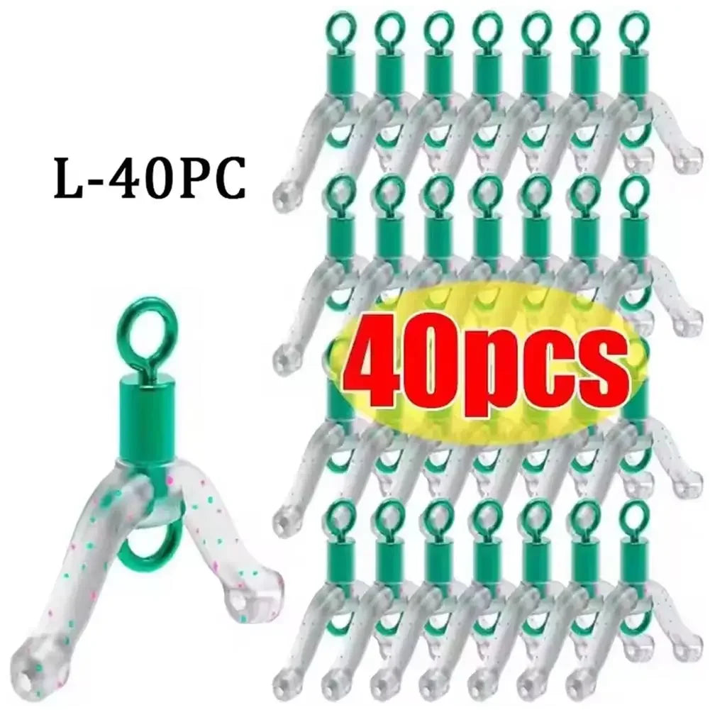 40pcs S/L Silicone Anti Tangle Device Fishing Line Splitter Hook Separator Carp Feeder Fishing Rigging Fishing Line Bifurcation Peaceful Pleasures Health and Wellness 40PCS green L