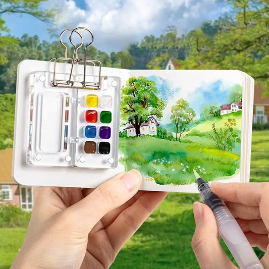 Acrylic Watercolor Paint Palette Magnetic Quicksand Travel Painting Tray Foldable Waterproof Paint Pigment Box Outdoor Peaceful Pleasures Health and Wellness