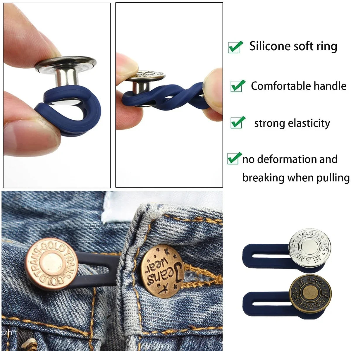 Jeans Button Extender Set – Elastic Waist Extender 4/6 pcs