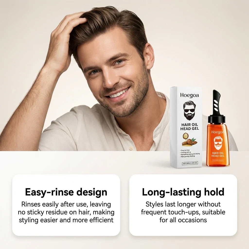 HOEGOA Men's Hair Styling Gel & Comb – Strong Hold, 100ml