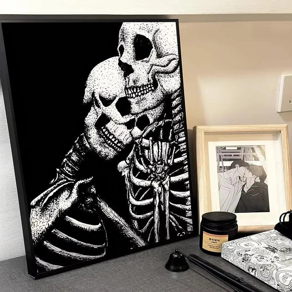 Vintage Botanical Skeleton Skull Poster - Art Deco Classic Retro Gothic Dark Academia Canvas Art Print Frameless Wall Art Decor Peaceful Pleasures Health and Wellness ZLH5090 40x50cm No Frame