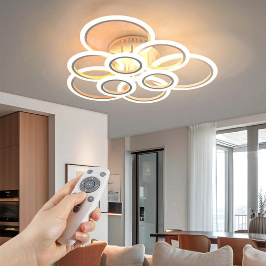 Modern LED Ring Ceiling Light Dimmable 2800K–7000K + Remote