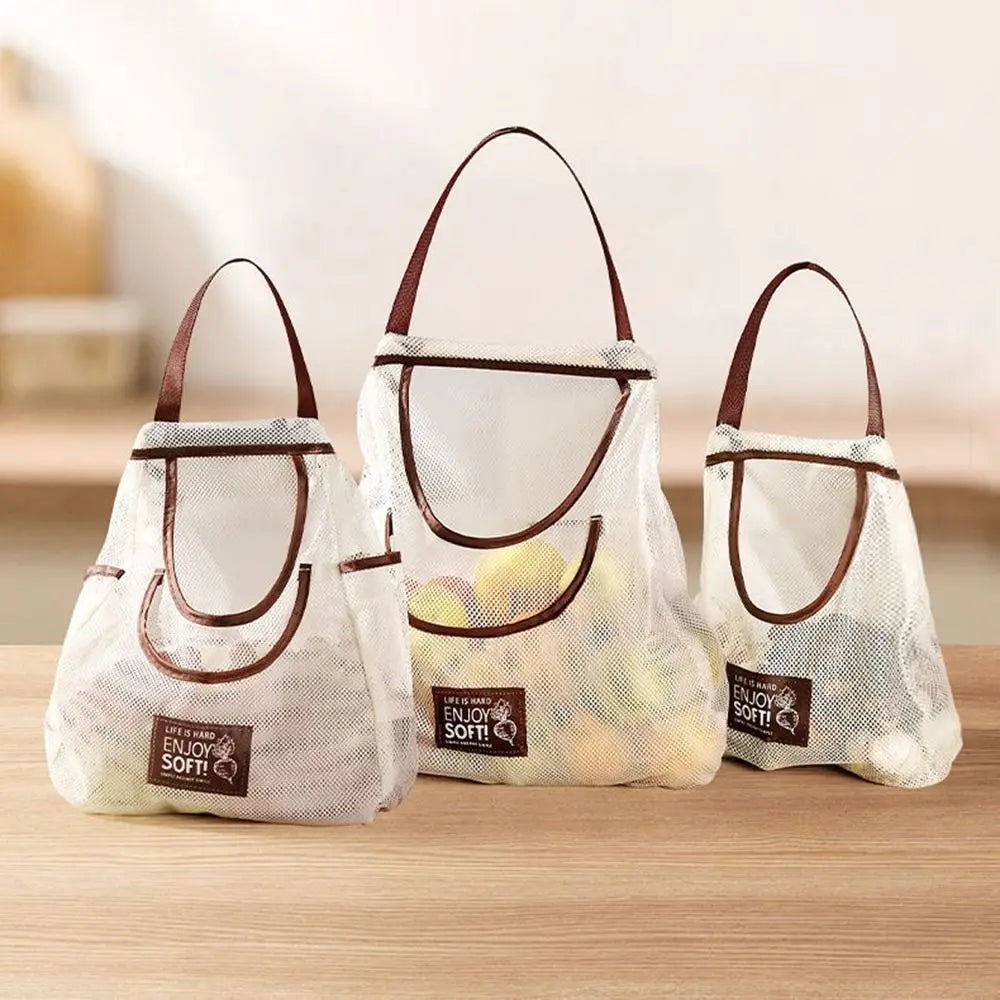 Large Mesh Hanging Storage Bag – Kitchen & Home Organizer