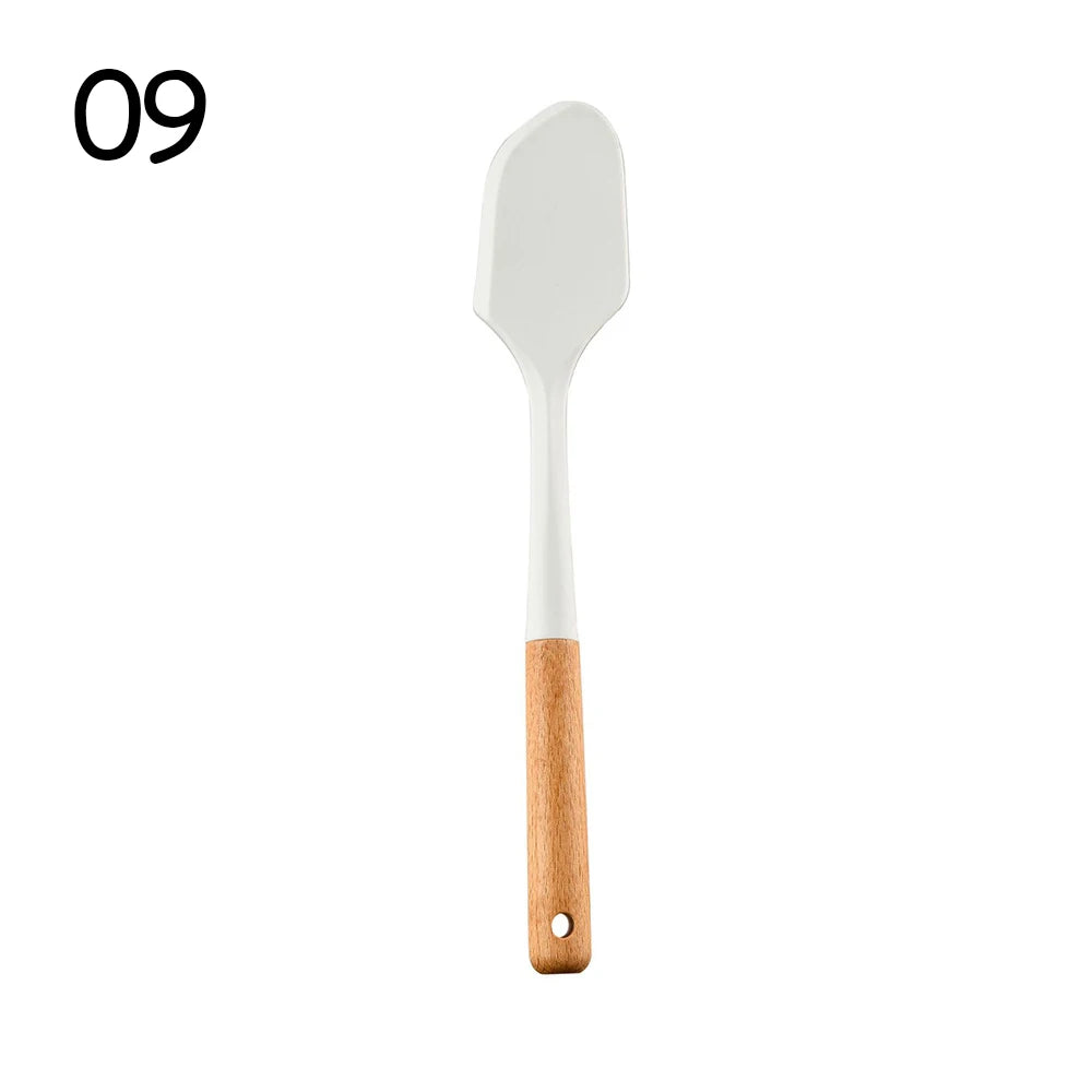Silicone Non-Stick Cooking Utensil Set – Stainless Steel Handle Spatula, Egg Beater & Shovel Kitchen Tool Set