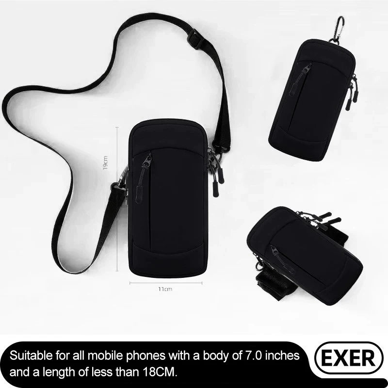 Running Bag For Phone arm Bag for Phone Mobile phone Armband Cell Phone Bag for running sports Armband for phone for running bag Peaceful Pleasures Health and Wellness Black with strap