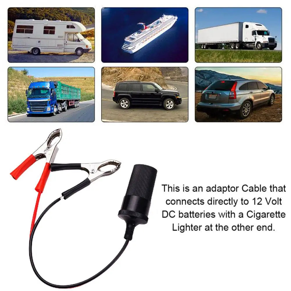 12V Power Car Cigarette Lighter Female To Alligator Battery Connector Auto To Adapter Terminal Clip-on Clip Extension New Peaceful Pleasures Health and Wellness