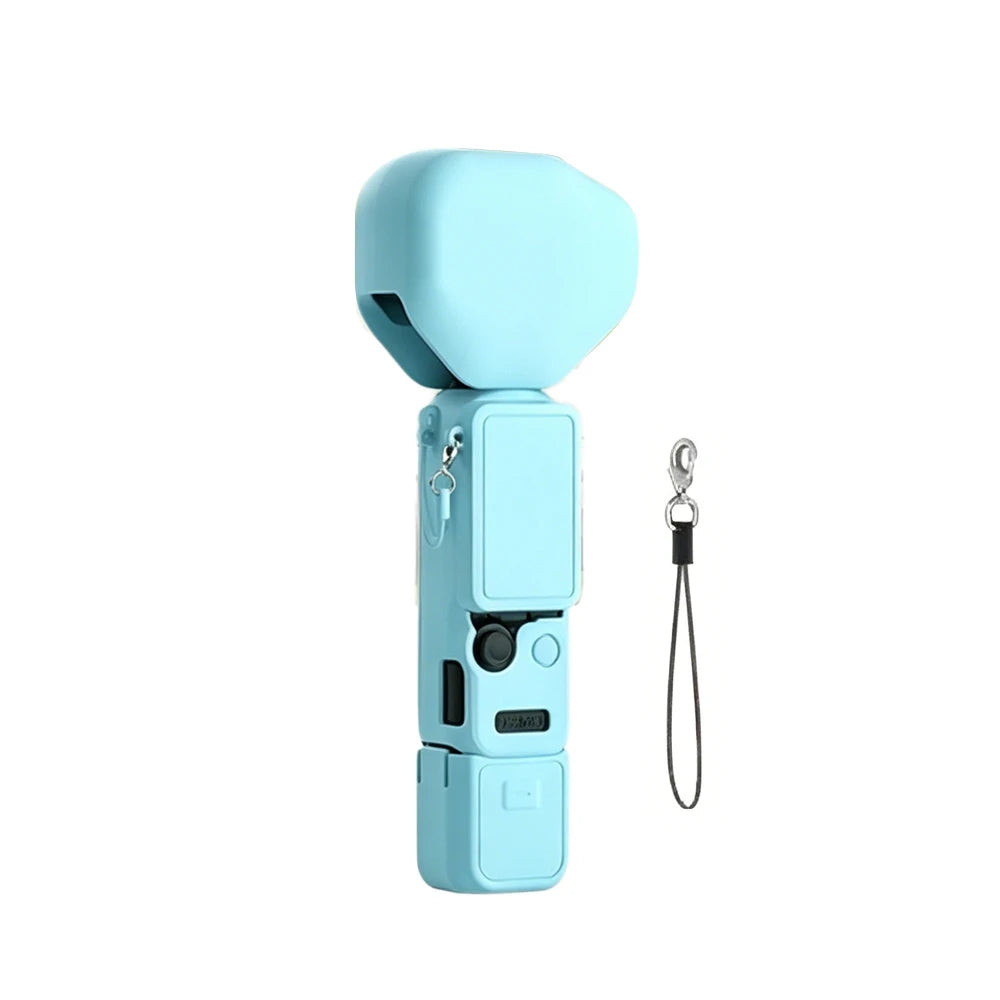 For DJI Pocket 4 Pro Silicone Case Hollow Heat Dissipation Anti-Fall Full Protection Skin-Friendly Anti-Fingerprint Precision Peaceful Pleasures Health and Wellness blue