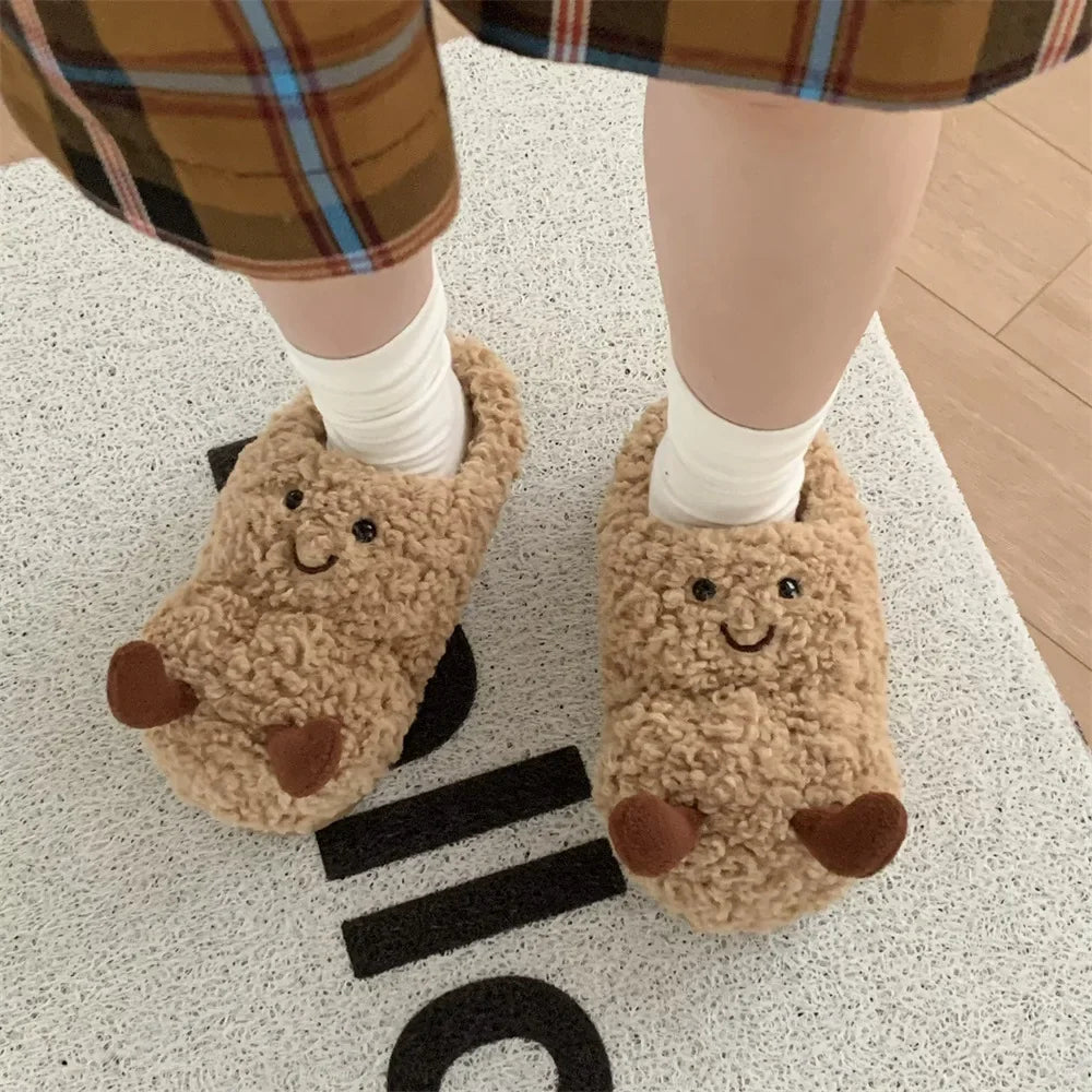 Creativity New Winter Cartoon Fun Peanut Warm Plush Slippers Indoor Fashion Casual Comfortable Non Slip Household Cotton Shoes Peaceful Pleasures Health and Wellness