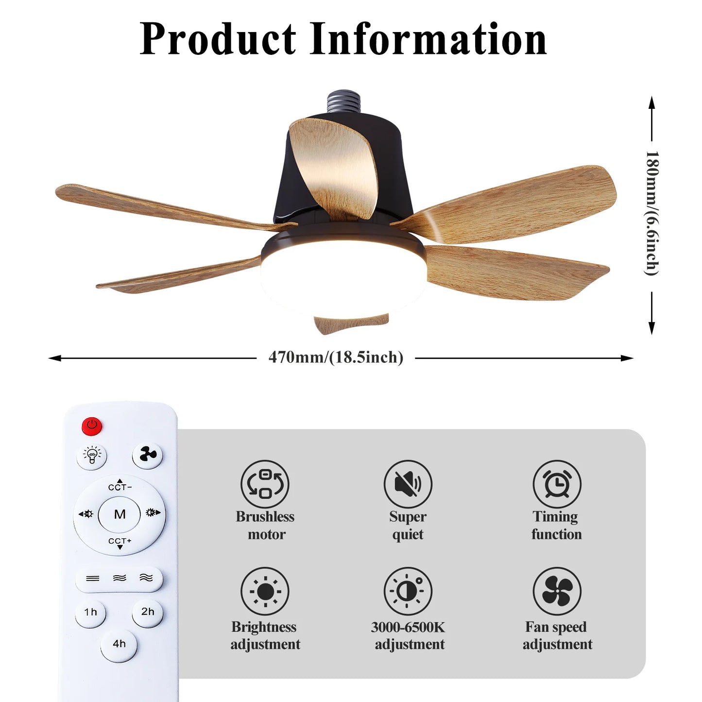 Wood Grain LED Ceiling Fan Light with Remote – RTONTR Modern